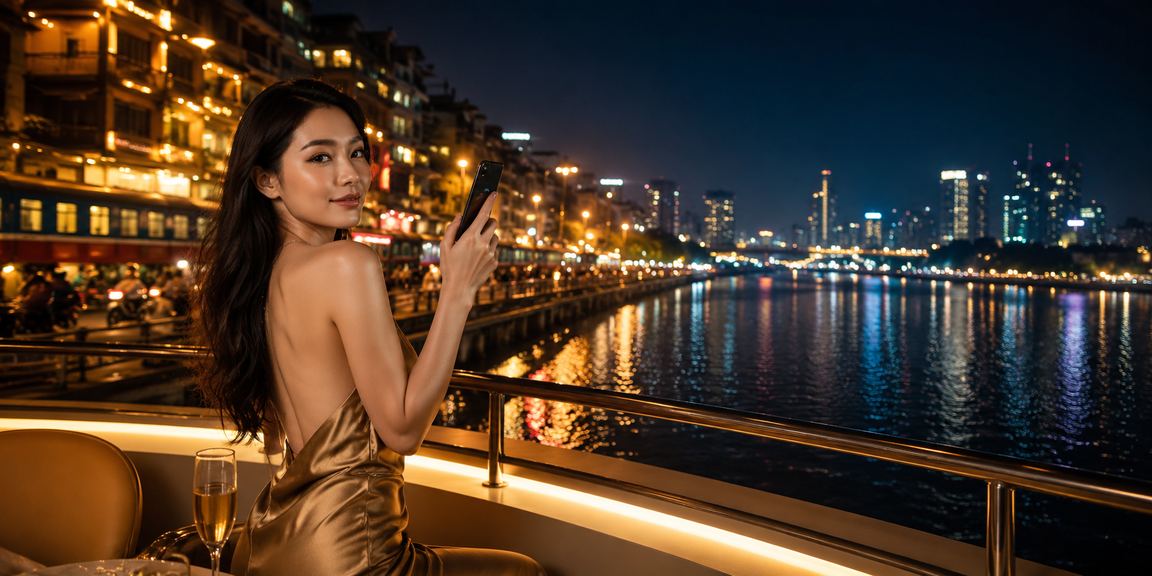 Màn hình slot jackpot sáng đèn neon hút mắt về đêm tại Hà Nội