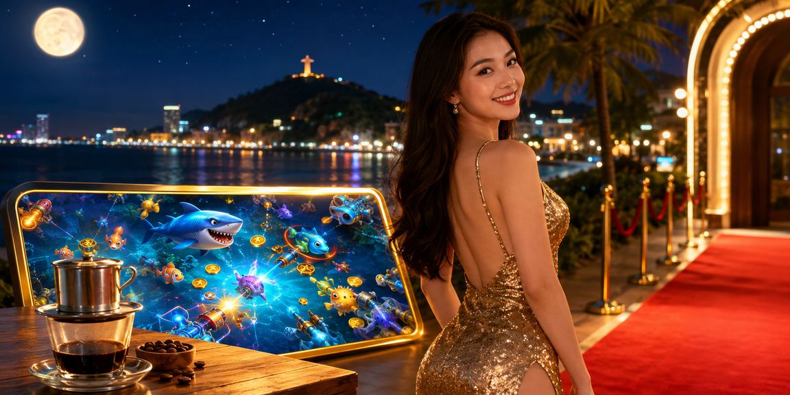 Người chơi tại Vũng Tàu thưởng thức cà phê và chơi bắn cá trên điện thoại